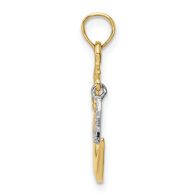 10K Two-Tone Open-Backed Half Moon and Star Pendant