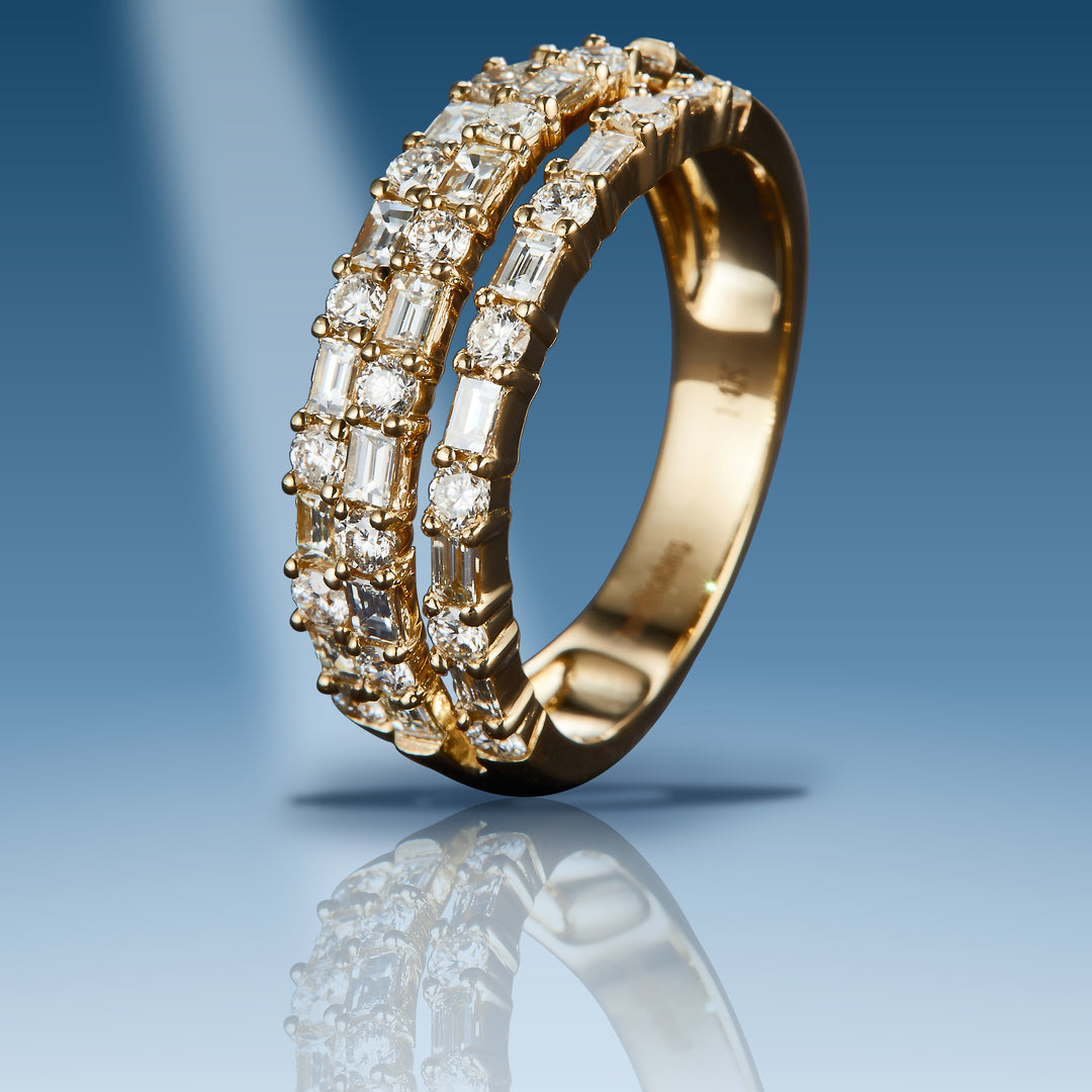 Yellow gold diamond wedding band ring