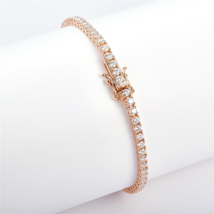3.21 Ct. Moissanite 14 Kt Gold (Rosé). Tennis Bracelet. (Unisex). 7 in Long. 2.4 mm Wide