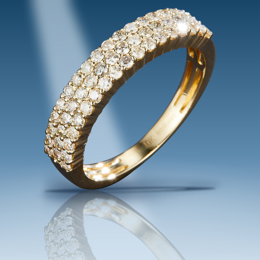 Yellow gold diamond wedding band ring