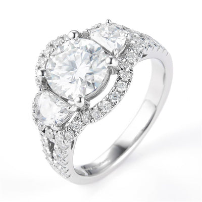 3.166 Ct. Moissanite Sterling Silver (White). Solitaire Ring. (Women). Size 8