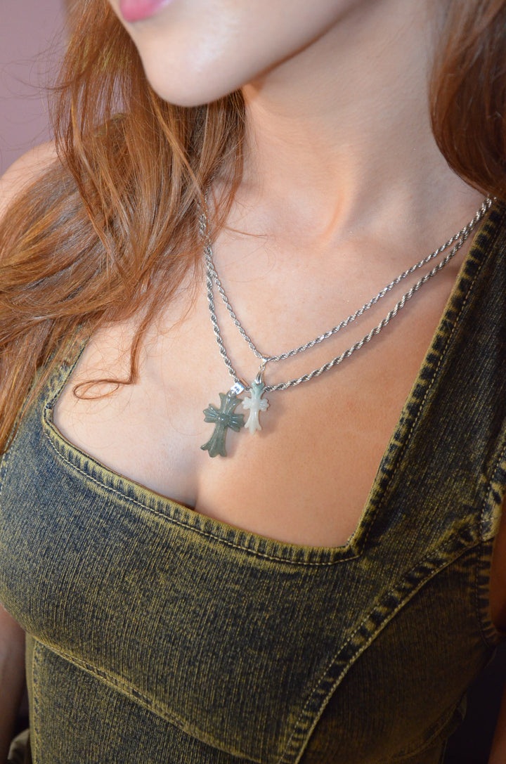 Jade Gothic Cross Small Pendant