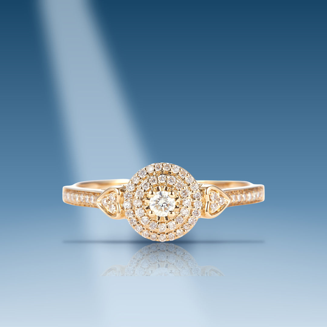 0.24 Ct. Diamond 14 Kt Yellow Gold Ring on blue
