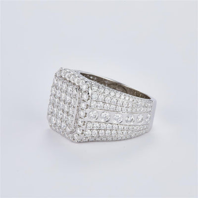 5.12 Ct. Moissanite Sterling Silver (White). Ring. (Men). Size 10