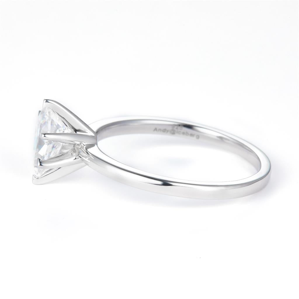 0.792 Ct. Moissanite Sterling Silver (White). Solitaire with Pear Cut Center Stone Ring. (Women). Size 7.5