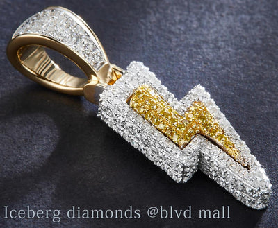 0.808 Ct. Diamond 14 Kt Gold (Yellow). Lightning Bolt with Yellow & White Diamonds Pendant. (Unisex).