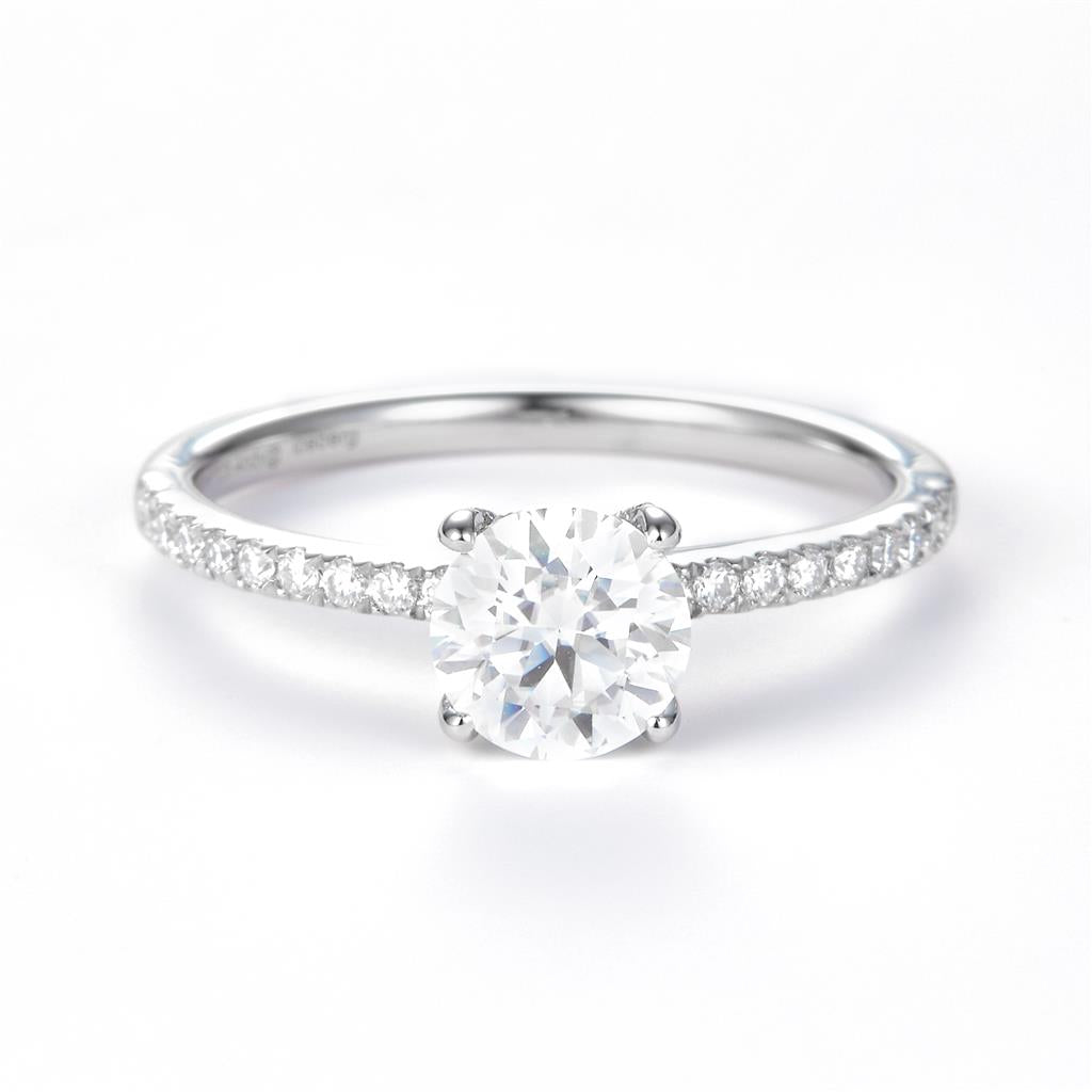 1.284 Ct. Moissanite Sterling Silver (White). Solitaire Engagement Ring. (Women). Size 8