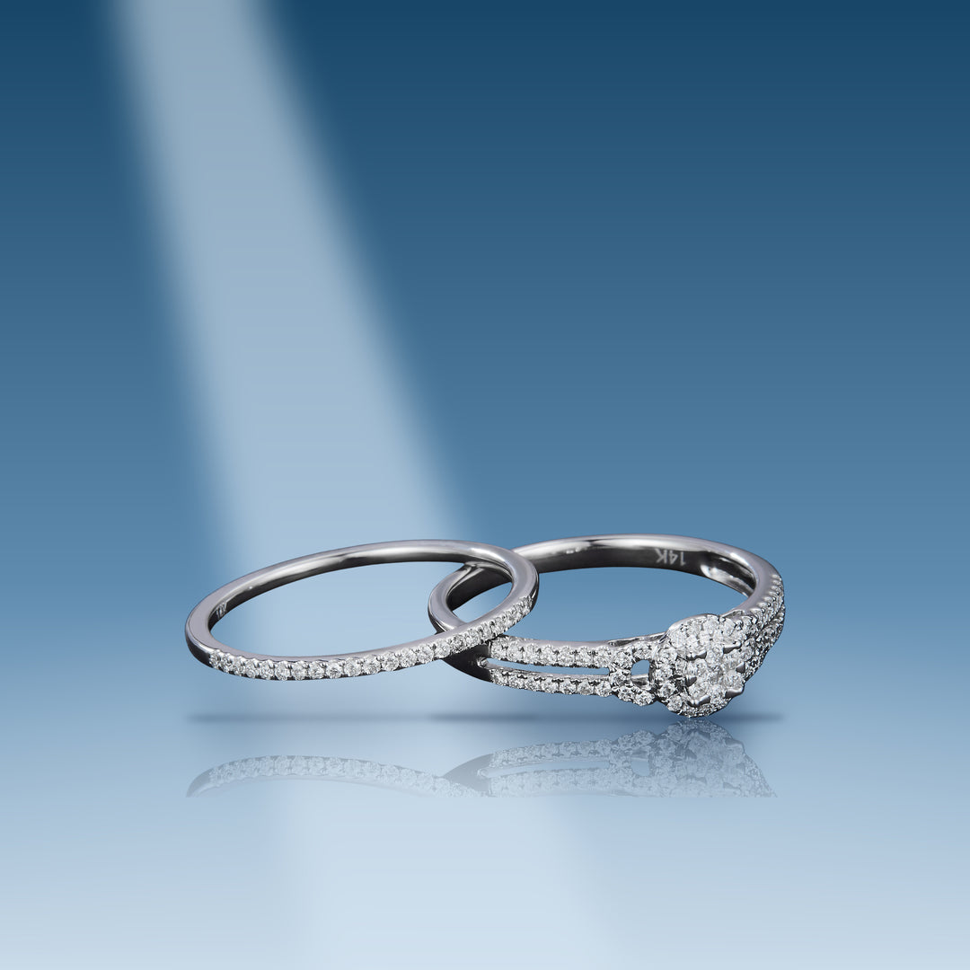 0.347 Ct. Diamond Womens Wedding Set on blue