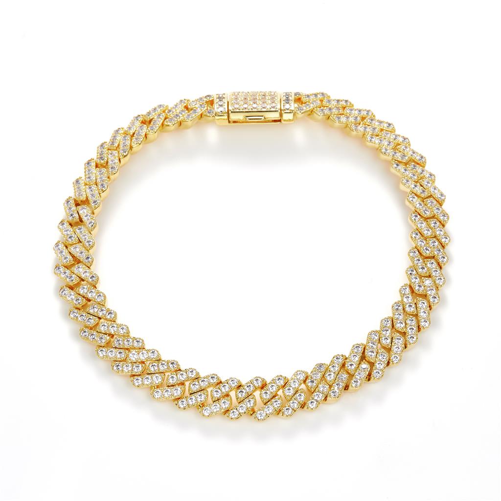 14.762 Ct. Diamond 10 Kt Gold (Yellow). Square Cuban Link Chain. (Unisex). 24 in Long. 8 mm Wide