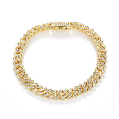 14.762 Ct. Diamond 10 Kt Gold (Yellow). Square Cuban Link Chain. (Unisex). 24 in Long. 8 mm Wide