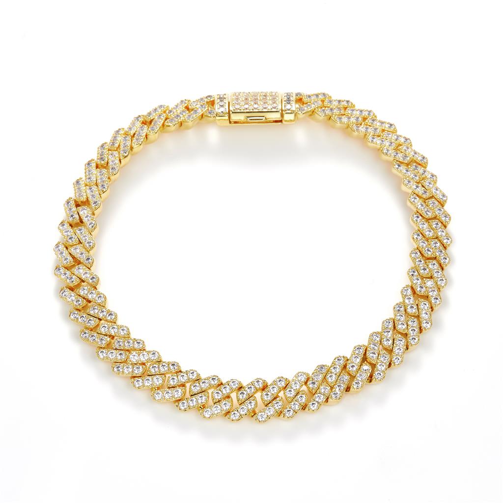 4.9 Ct. Diamond 10 Kt Gold (Yellow). Solid Square Cuban Link Bracelet. (Unisex). 8 in Long. 8 mm Wide