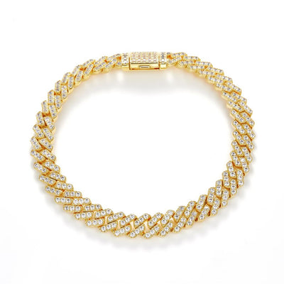 4.9 Ct. Diamond 10 Kt Gold (Yellow). Solid Square Cuban Link Bracelet. (Unisex). 8 in Long. 8 mm Wide