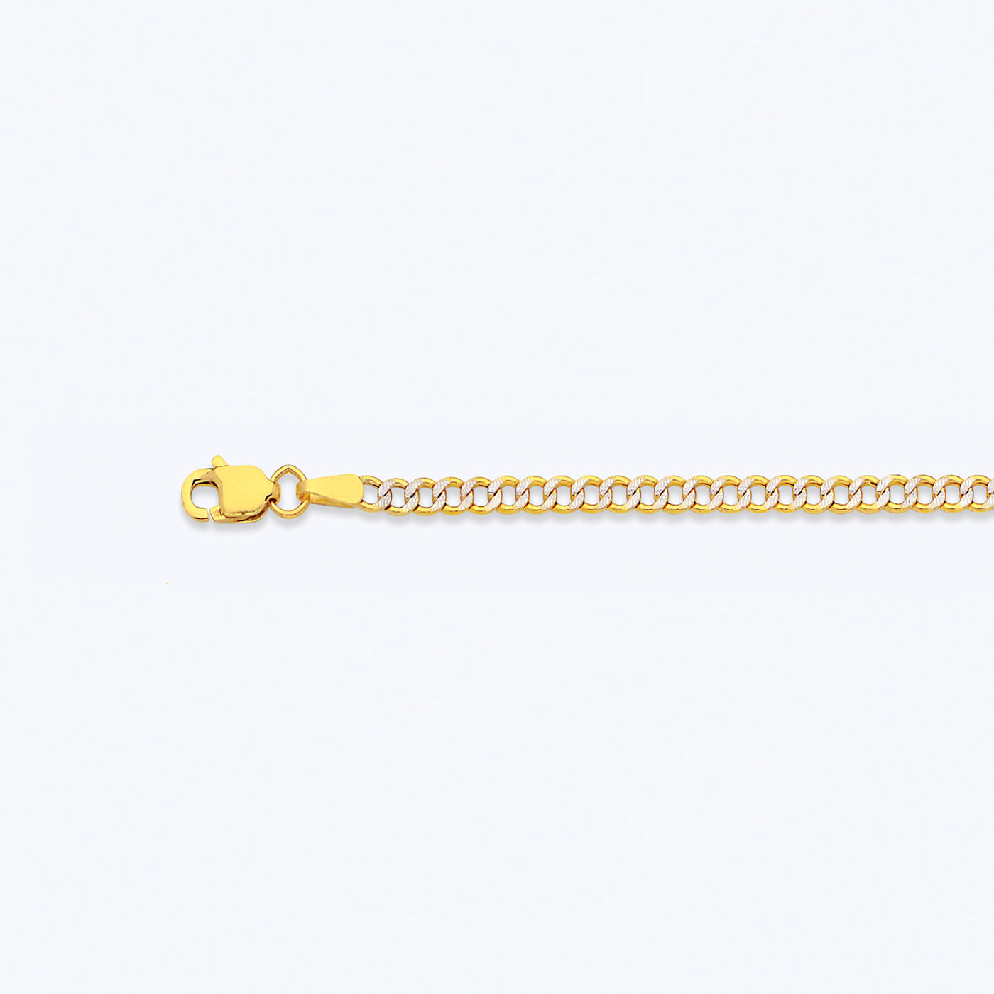 10K 2.5MM YELLOW GOLD HOLLOW PAVE CURB 16" CHAIN NECKLACE (AVAILABLE IN LENGTHS 7" - 30")