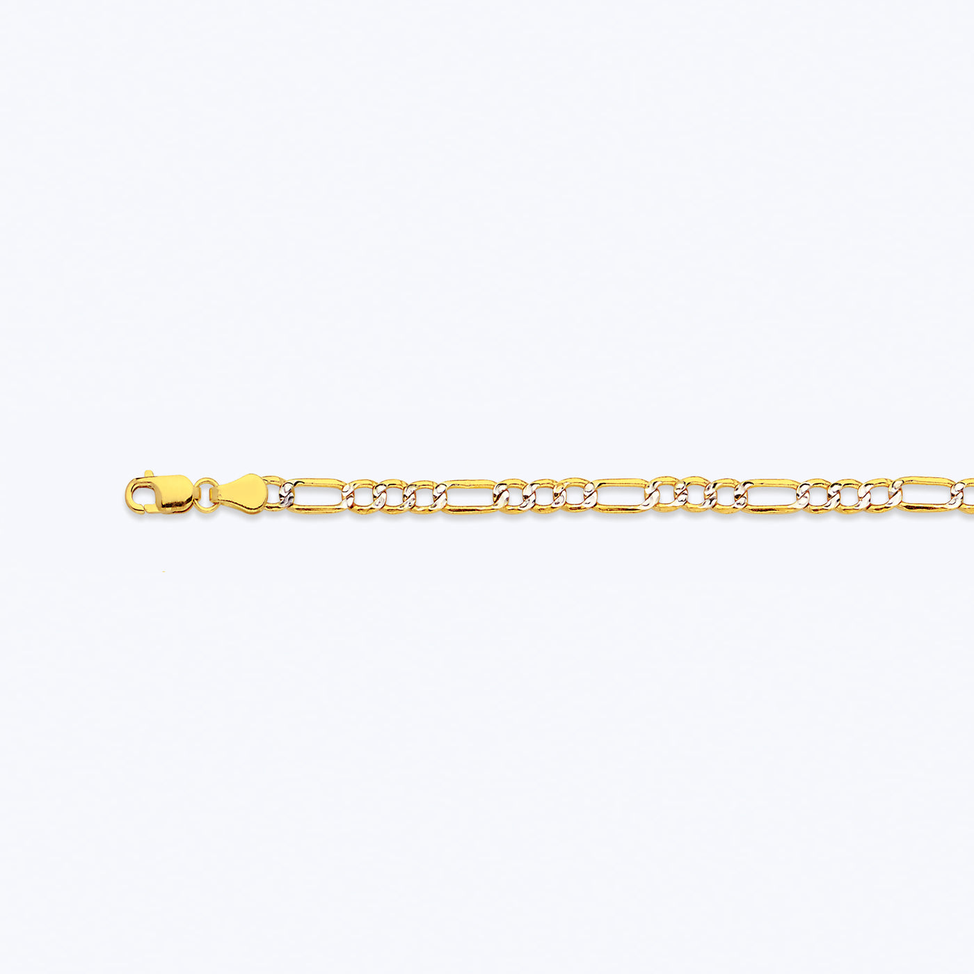 14K 3.5MM YELLOW GOLD HOLLOW PAVE FIGARO 24" CHAIN NECKLACE (AVAILABLE IN LENGTHS 7" - 30")