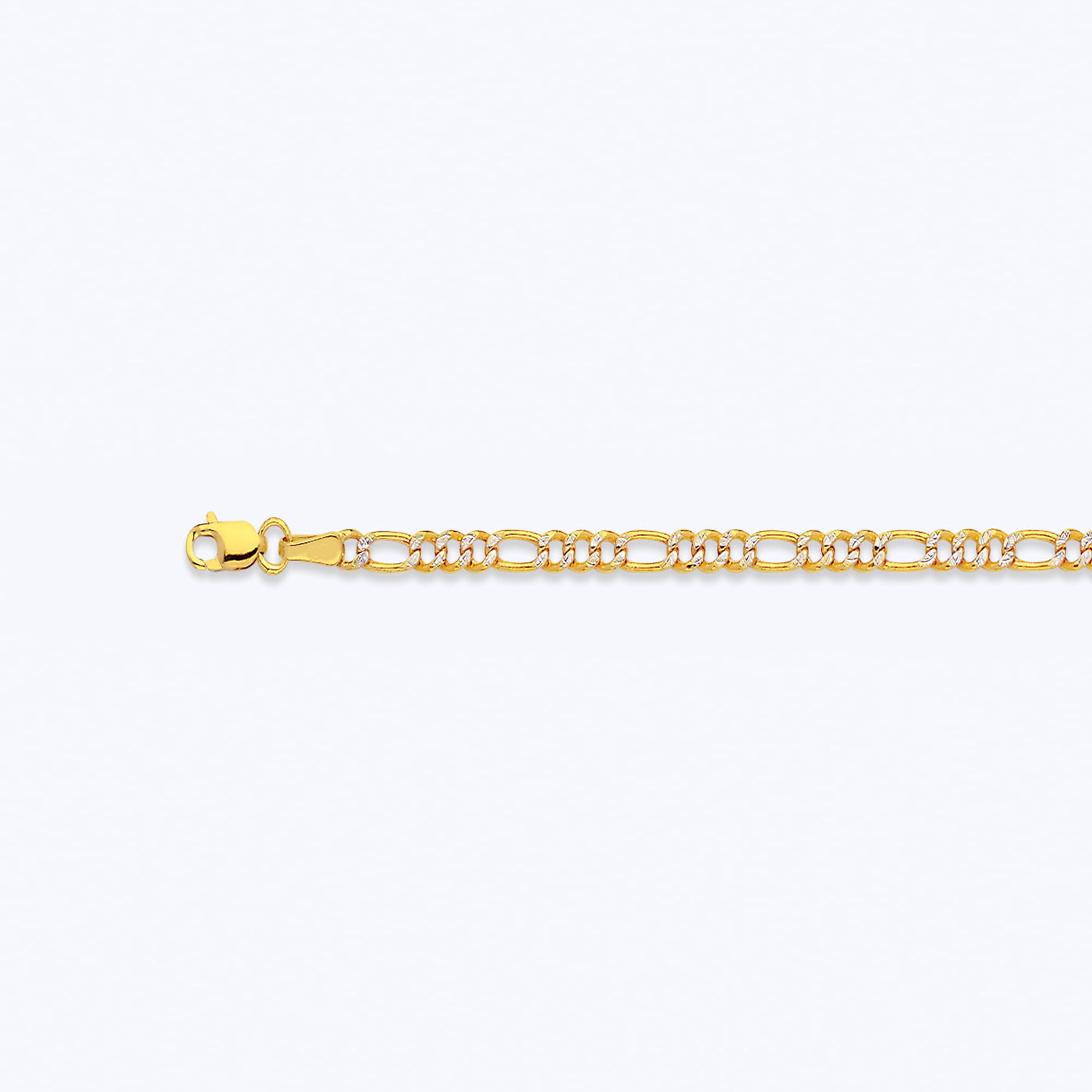 10K 2.5MM YELLOW GOLD HOLLOW PAVE FIGARO 16" CHAIN NECKLACE (AVAILABLE IN LENGTHS 7" - 30")
