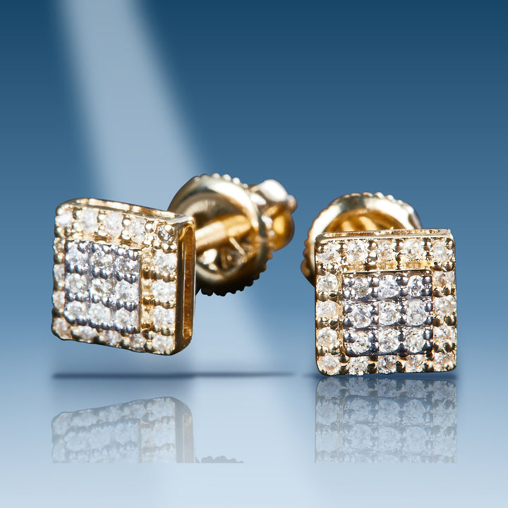 Yellow gold diamond studs earrings