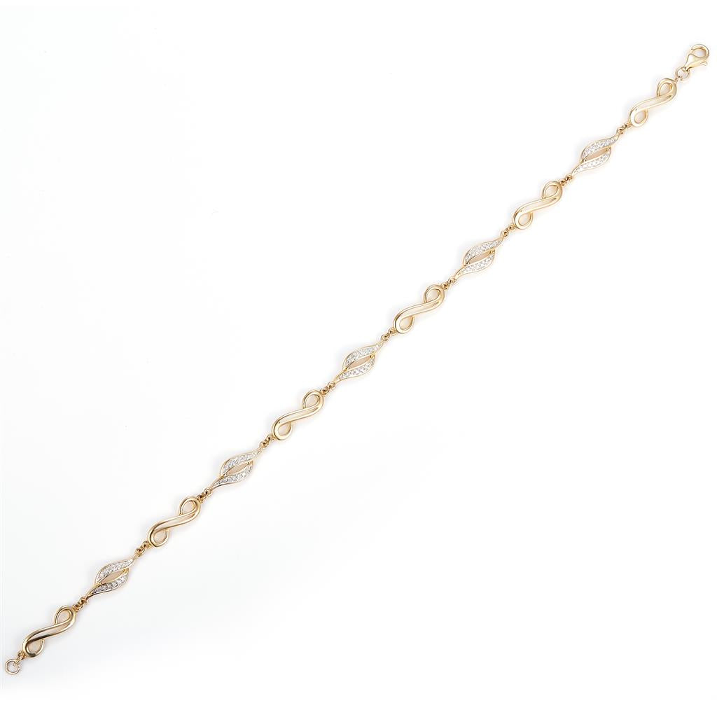 0.153 Ct. Diamond 10 Kt Gold (Yellow). Designer Bracelet. (Women). 8 in Long. 4.3 mm Wide