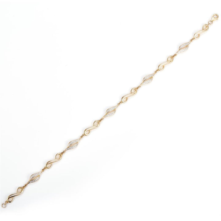 0.153 Ct. Diamond 10 Kt Gold (Yellow). Designer Bracelet. (Women). 8 in Long. 4.3 mm Wide