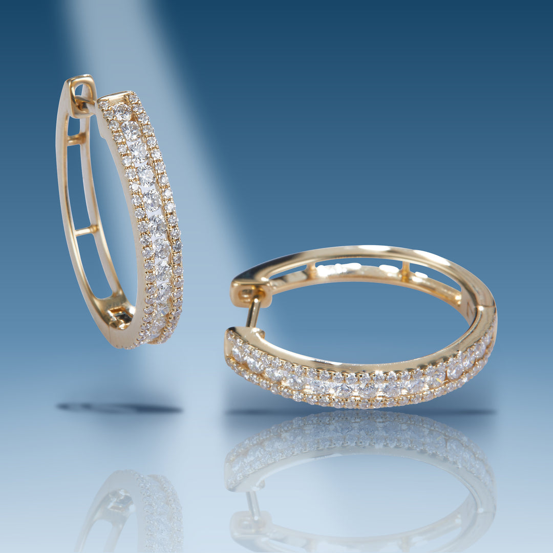 Yellow gold diamond hoop earrings