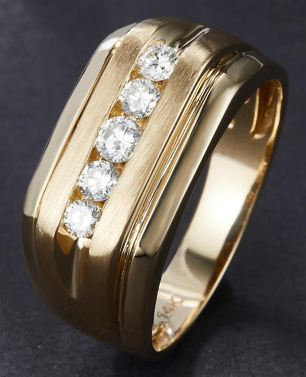 0.48 Ct. Diamond 14 Kt Gold (Yellow). Ring. (Men). Size 10