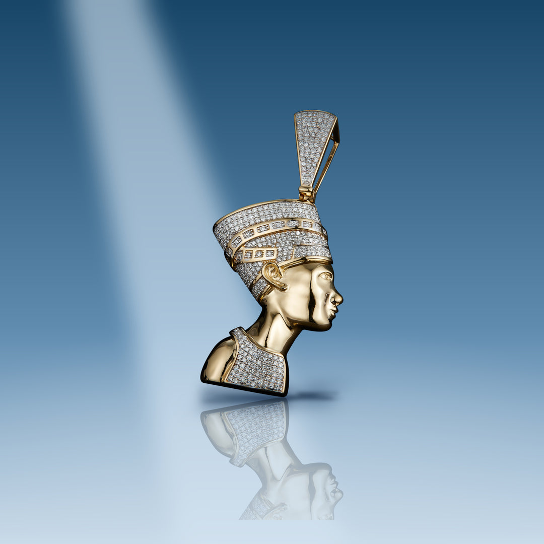 Yellow gold diamond Nefertiti pendant