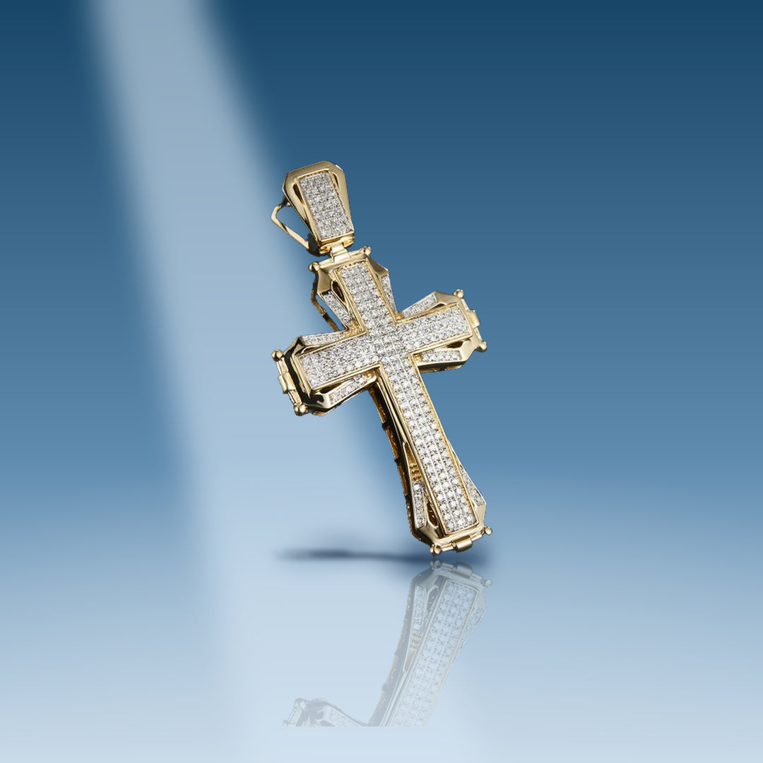 0.664 Ct. Diamond 14 Kt Gold (Yellow). Cross Pendant. (Unisex). - Iceberg Diamonds