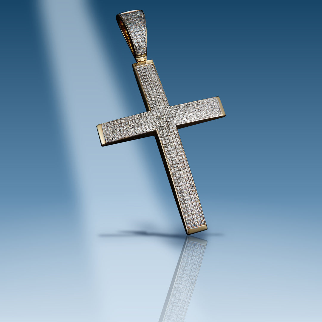 Yellow gold diamond cross pendant
