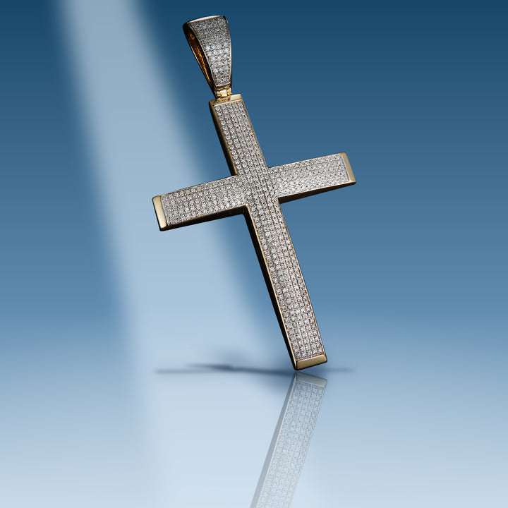 Yellow gold diamond cross pendant