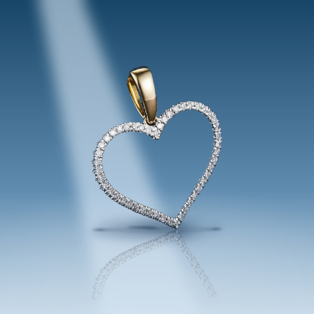 0.108 Ct. Diamond 10 Kt Gold (Yellow). Heart Pendant - Iceberg Diamonds