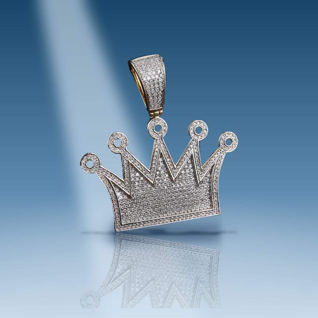 1.191 Ct. Diamond 10 Kt Gold (Yellow). Crown Pendant. (Unisex). - Iceberg Diamonds