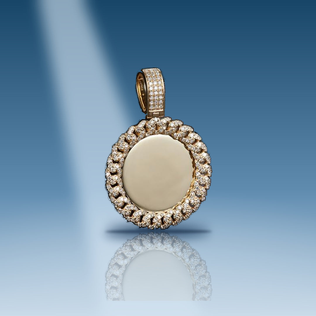 0.422 Ct. Diamond 14 Kt Gold (Yellow). Customizable Picture Pendant with Diamond Bezel (cu - Iceberg Diamonds