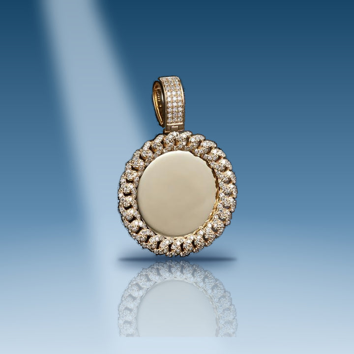 0.422 Ct. Diamond 14 Kt Gold (Yellow). Customizable Picture Pendant with Diamond Bezel (cu - Iceberg Diamonds