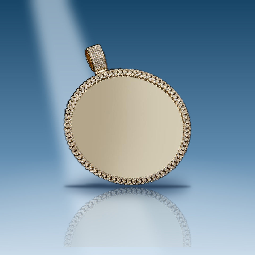 1.19 Ct. Diamond 10 Kt Gold (Yellow). Customizable Picture Pendant with Diamond Bezel (cub - Iceberg Diamonds