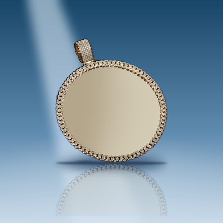 1.19 Ct. Diamond 10 Kt Gold (Yellow). Customizable Picture Pendant with Diamond Bezel (cub - Iceberg Diamonds