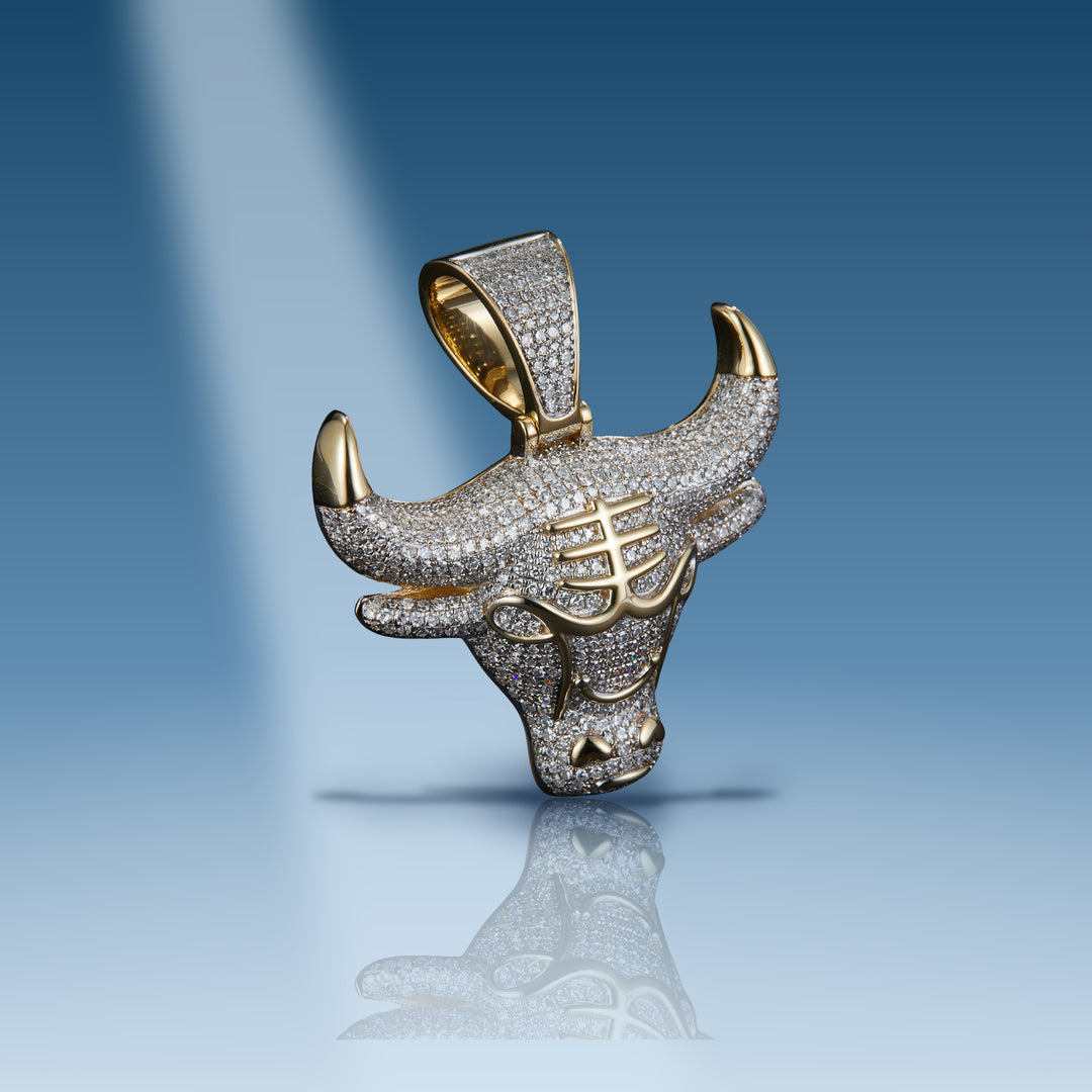 2.543 Ct. Diamond Bull Head Pendant on blue