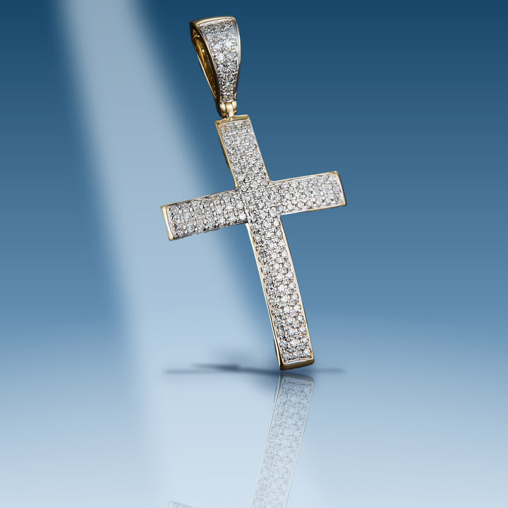 0.3 Ct. Diamond 14 Kt Gold (Yellow). Cross Pendant - Iceberg Diamonds