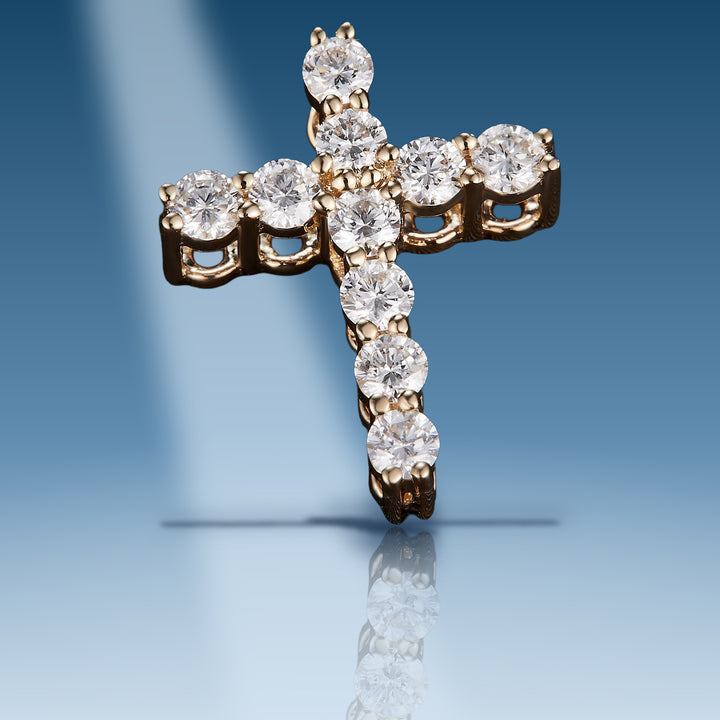 Yellow gold diamond small cross pendant