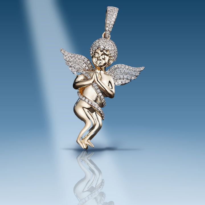0.54 Ct. Diamond 10 Kt Gold (Yellow). Angel Pendant. (Unisex). - Iceberg Diamonds