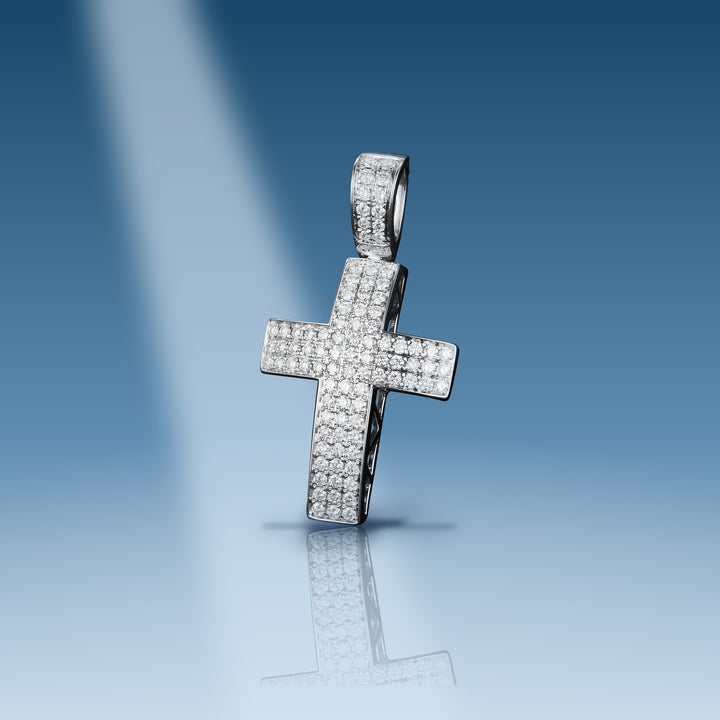 0.938 Ct. Diamond Cross Pendant on blue