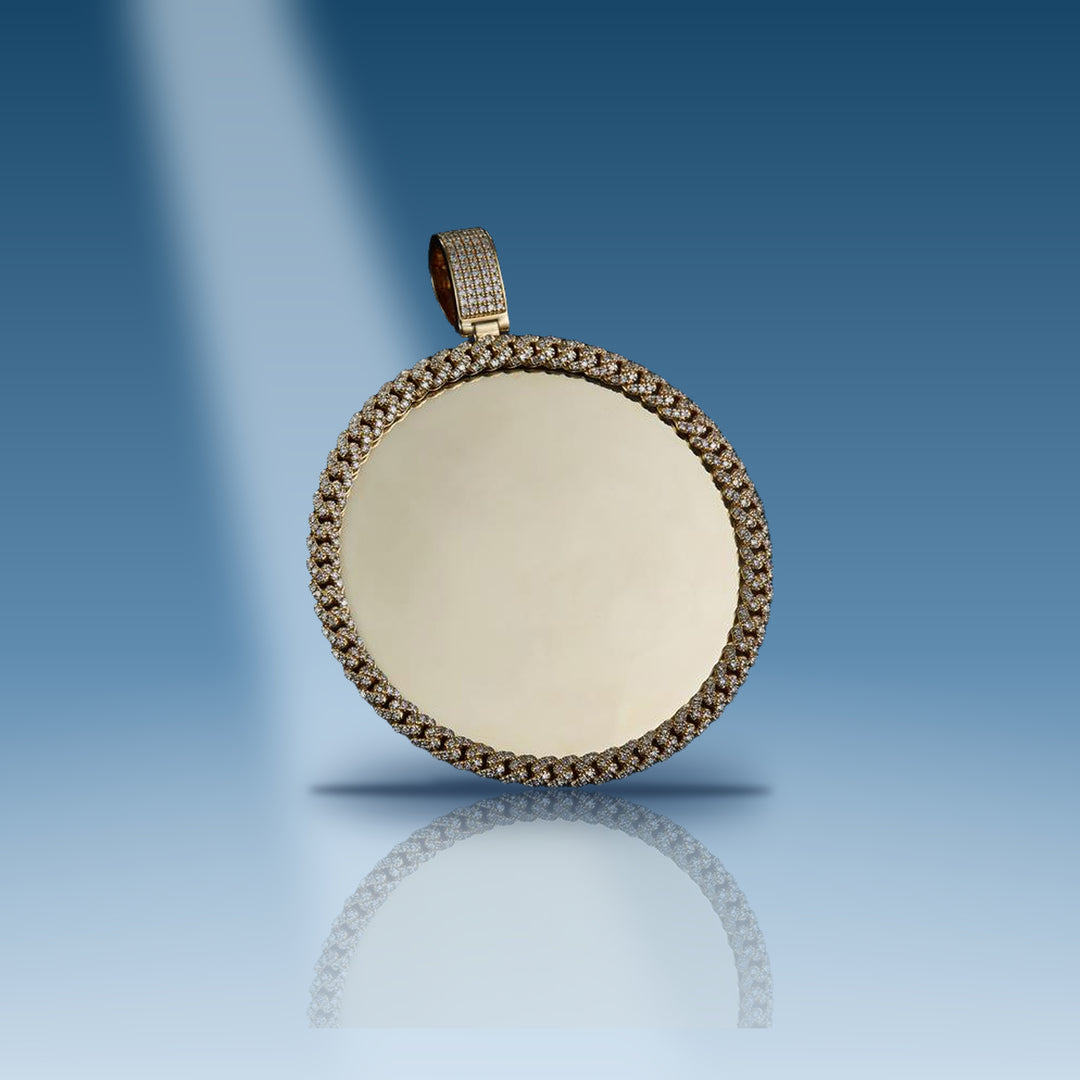 1.242 Ct. Diamond 10 Kt Gold (Yellow). Customizable Picture Pendant with Diamond Bezel - Iceberg Diamonds