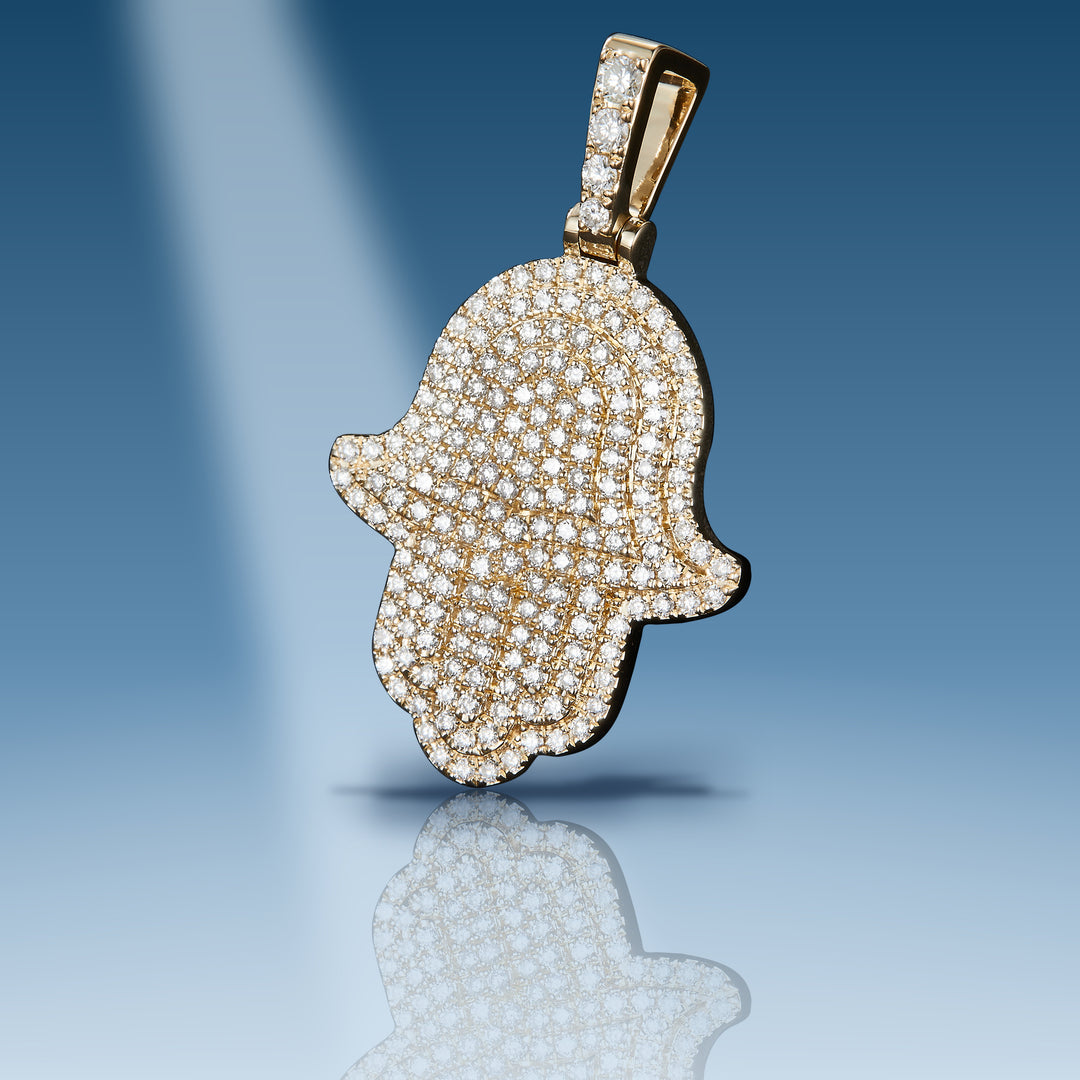 Yellow gold diamond Khamsa pendant