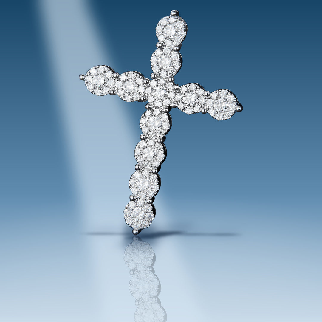 White gold diamond cross pendant