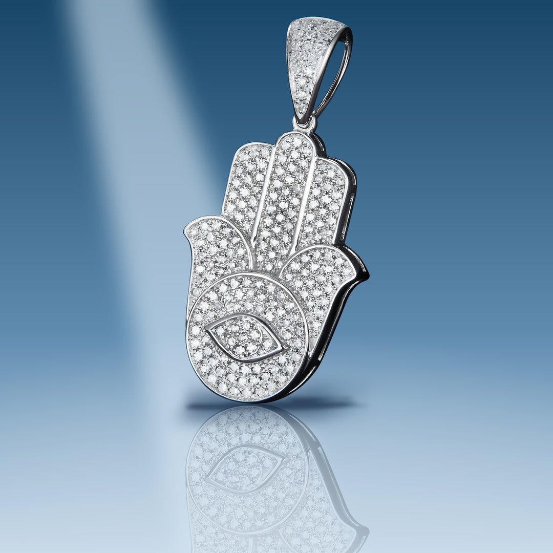 White gold diamond Khamsa pendant