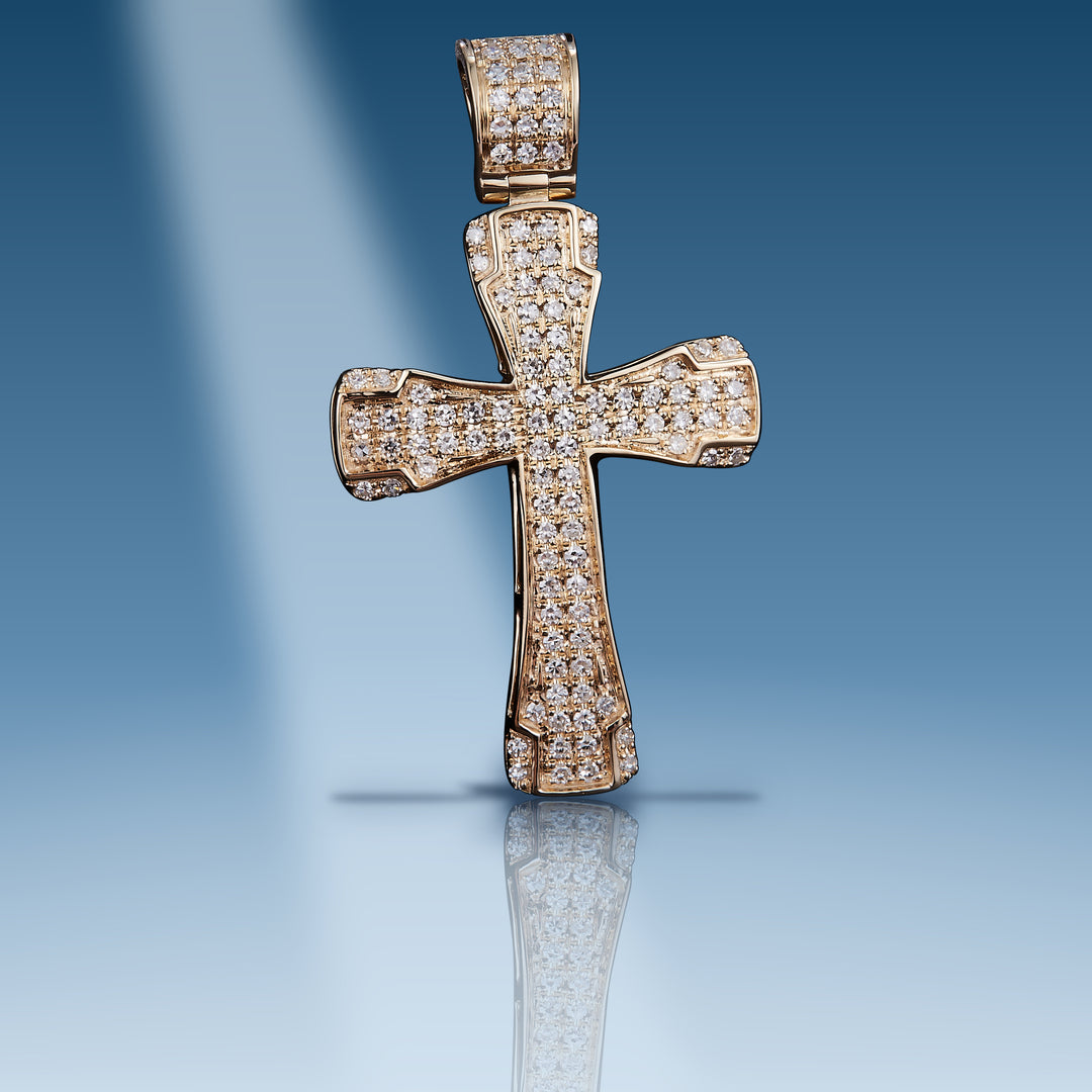 Yellow gold diamond cross pendant