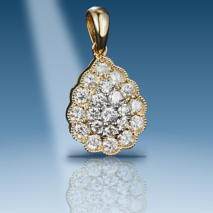 0.41 Ct. Diamond 14 Kt Gold (Yellow). Tear Drop Pendant - Iceberg Diamonds