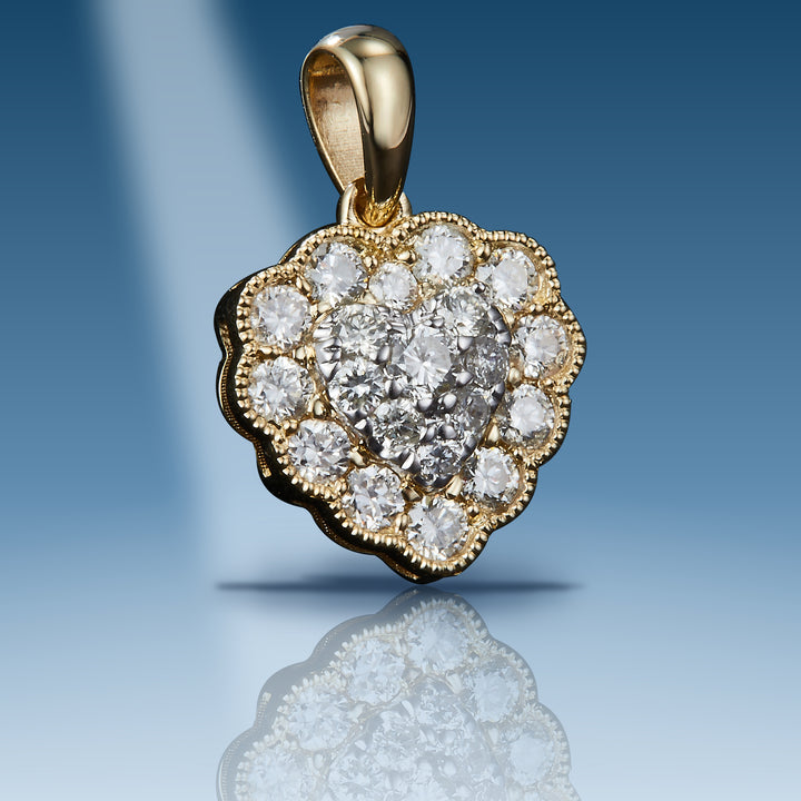 Yellow gold diamond heart pendant