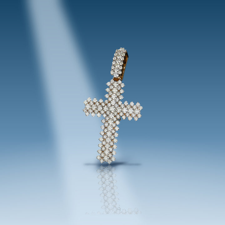 Yellow gold diamond cross pendant