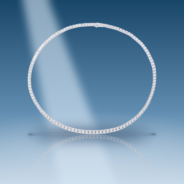 White gold diamond tennis with illusion setting chain