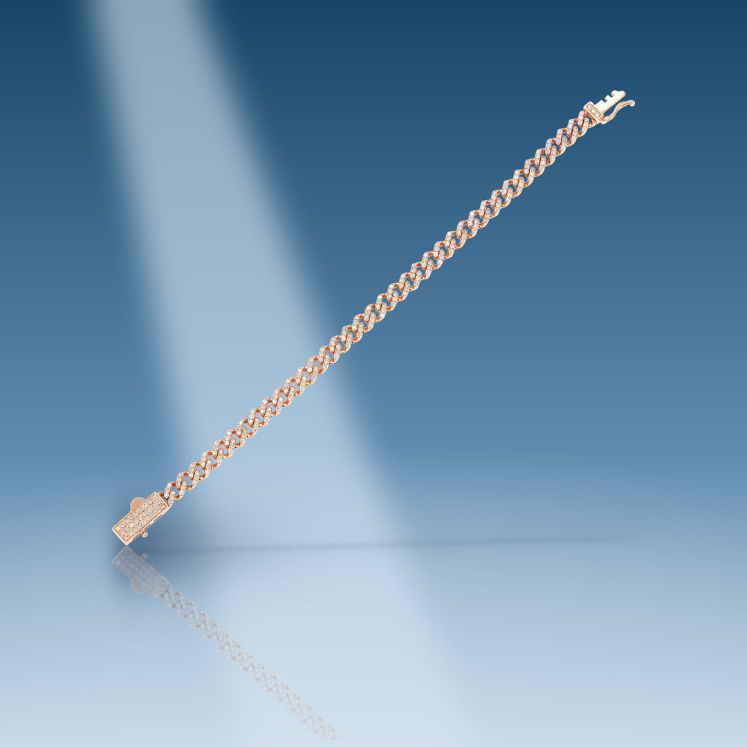 Rose gold diamond solid Cuban link bracelet