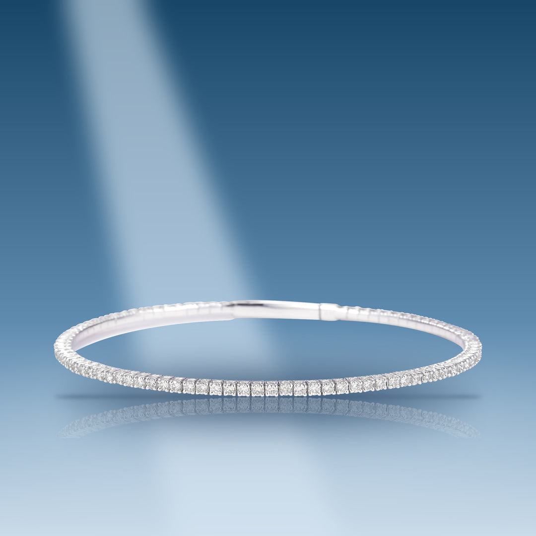 White gold diamond bangle new flexible style bracelet